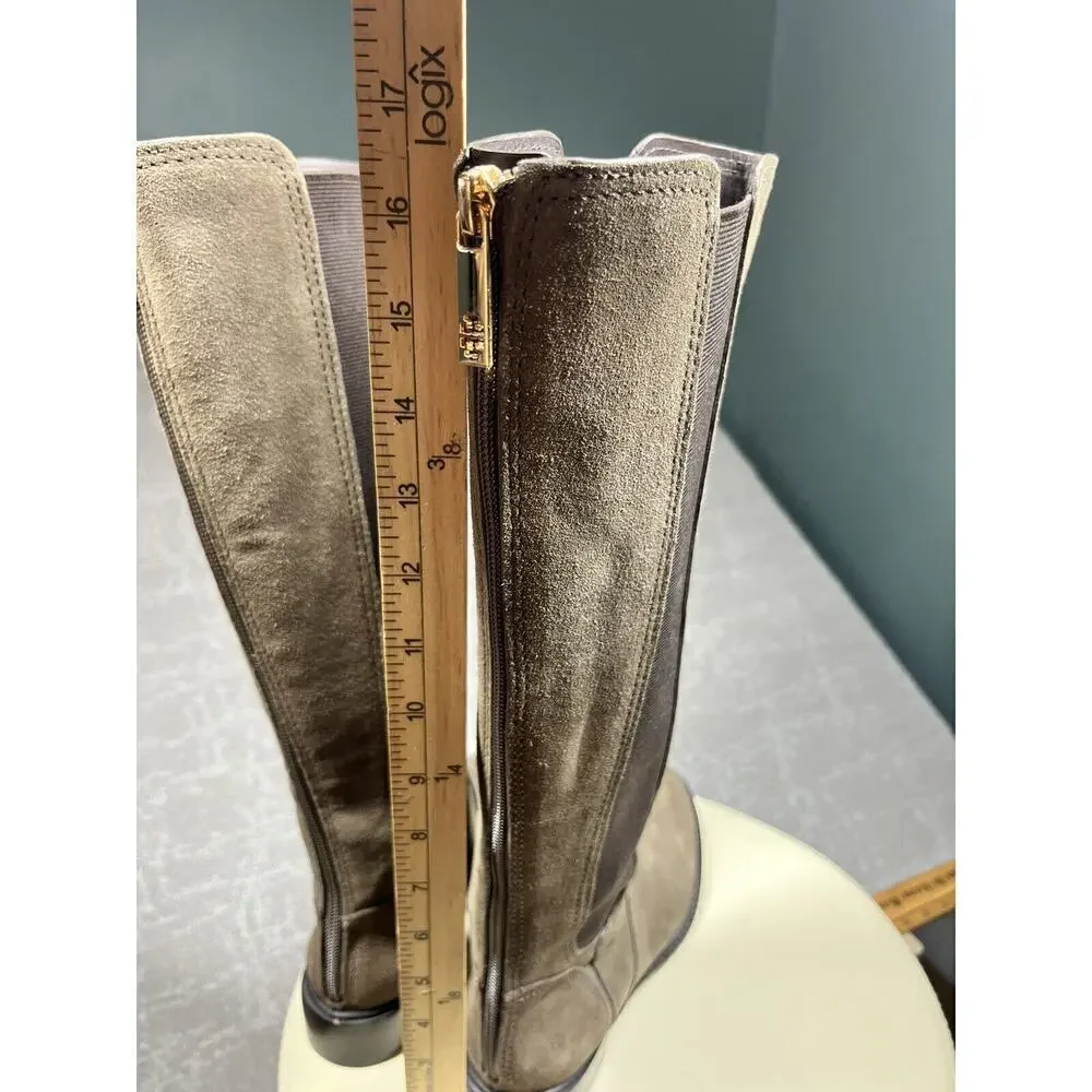 Tory Burch Christy Tall Green Suede Riding Boots Womens 6.5